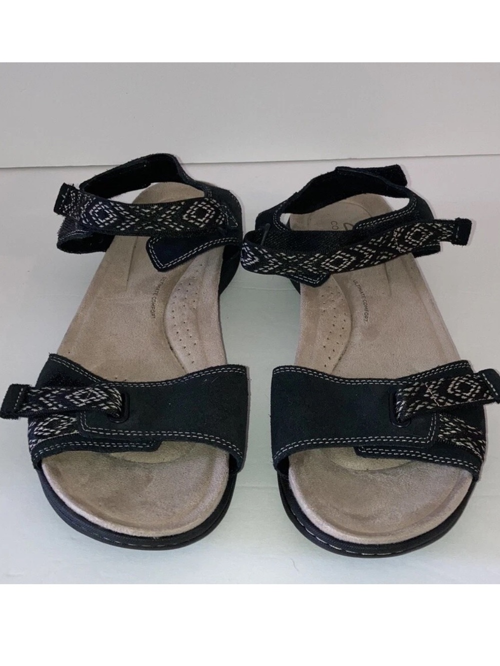 Clarks Collection Women’s Comfort Black Adjustable Sandals Shoes Size 9.5